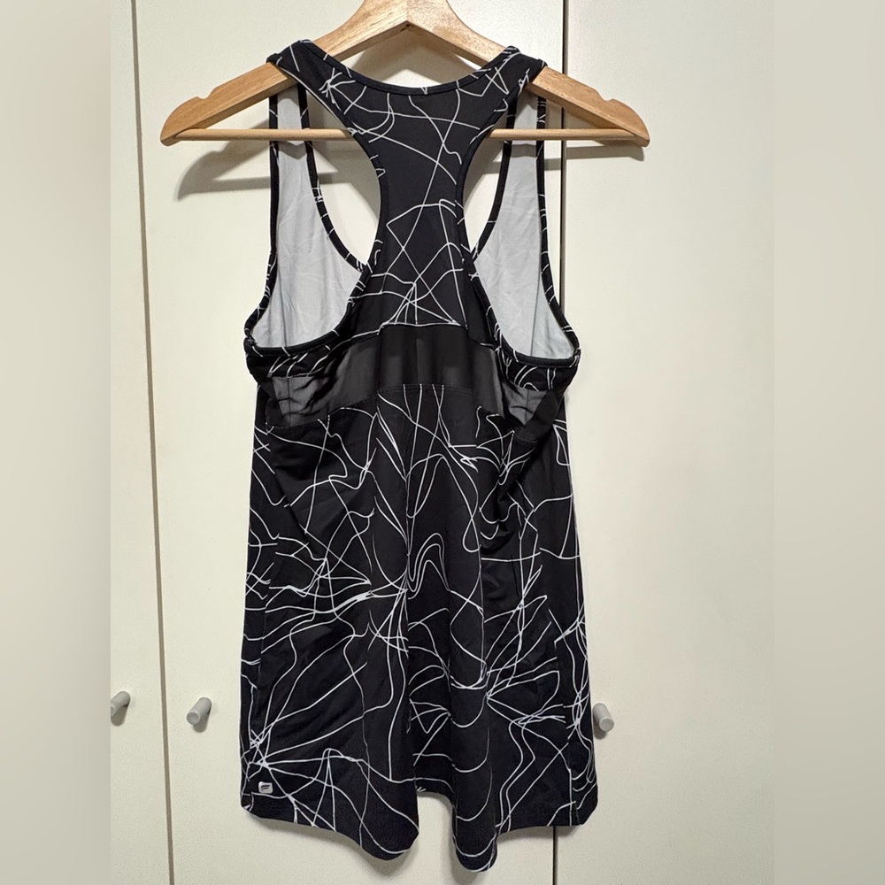 Fabletics Black Racerback Tank with White Abstract Line Print - Picture 3 of 3